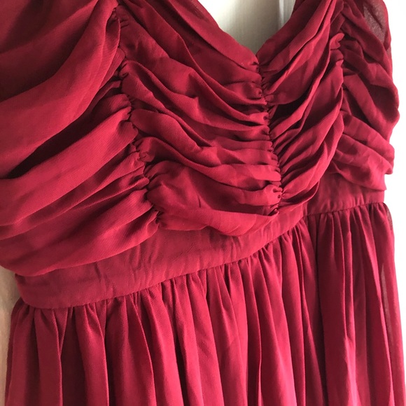 Maternity, red spaghetti strap midi, flowy dress 6 - Picture 2 of 5